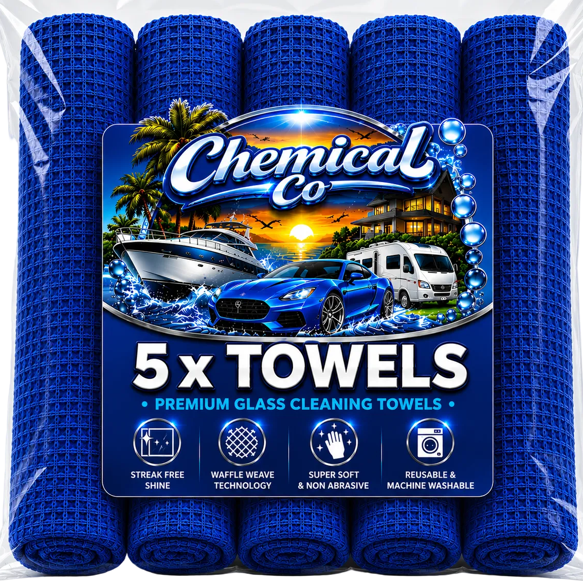 Premium glass cleaning towels 5 pack